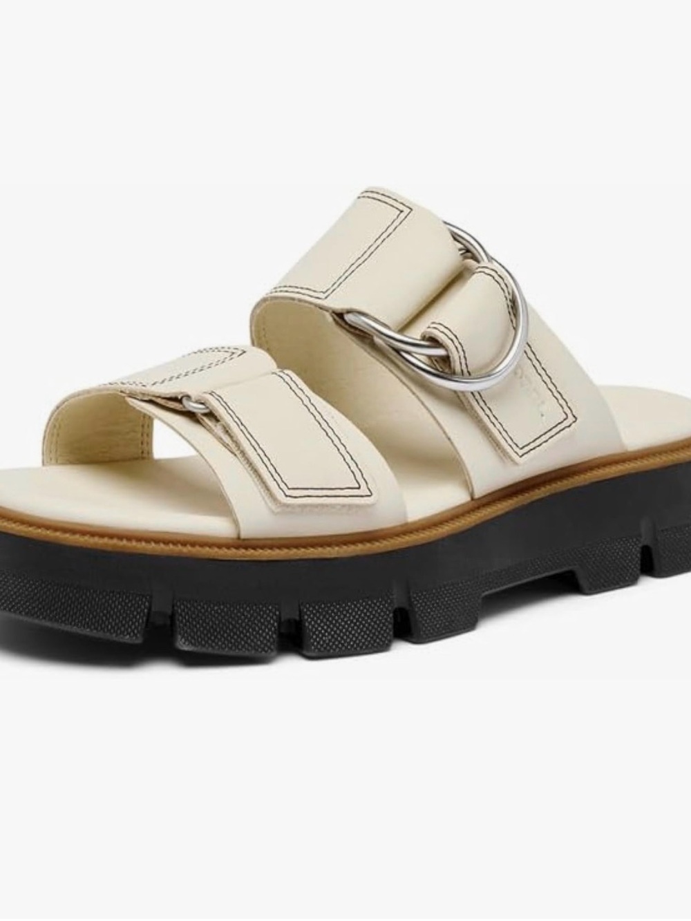 Sorel Rein Slide Cream Chunky Sandal with Silver Ring Accent - Picture 6 of 8